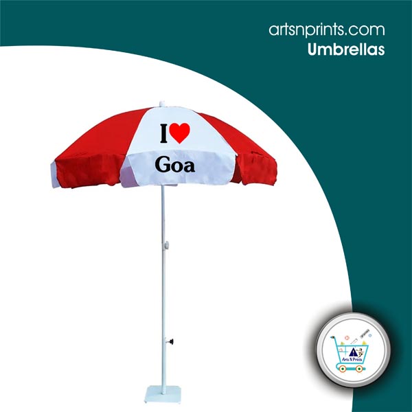 I LOVE Goa Big sun protection Shopping stand outdoor Umbrella store in GoaArtsNprints