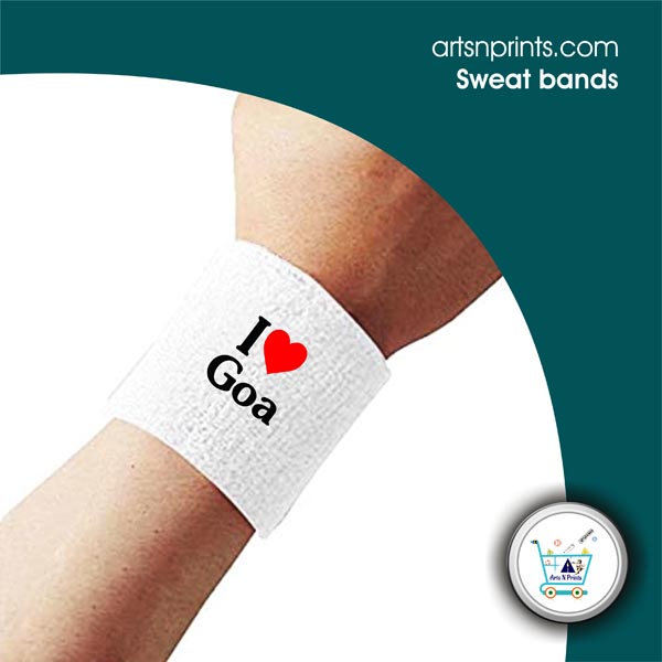 I LOVE Goa Cutom printed hand sweat bands by GoaArtsNprints